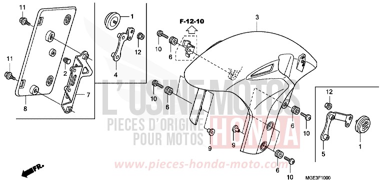 AILE AVANT de VFR1200F DCT CANDY PROMINENCE RED (R342) 2010